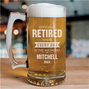 Engraved Every Day is the Weekend Glass Retirement Beer Mug