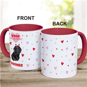Woof You Be Mine? Personalized Red Handle Coffee Mug