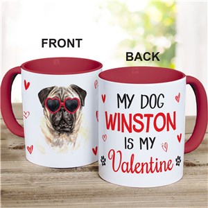My Dog Is My Valentine Personalized Red Handle Coffee Mug