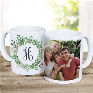 Personalized Photo & Initial Wreath Mug