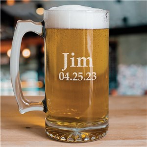 Any Name Sports Glass Mug | Personalized Groomsmen Beer Mugs