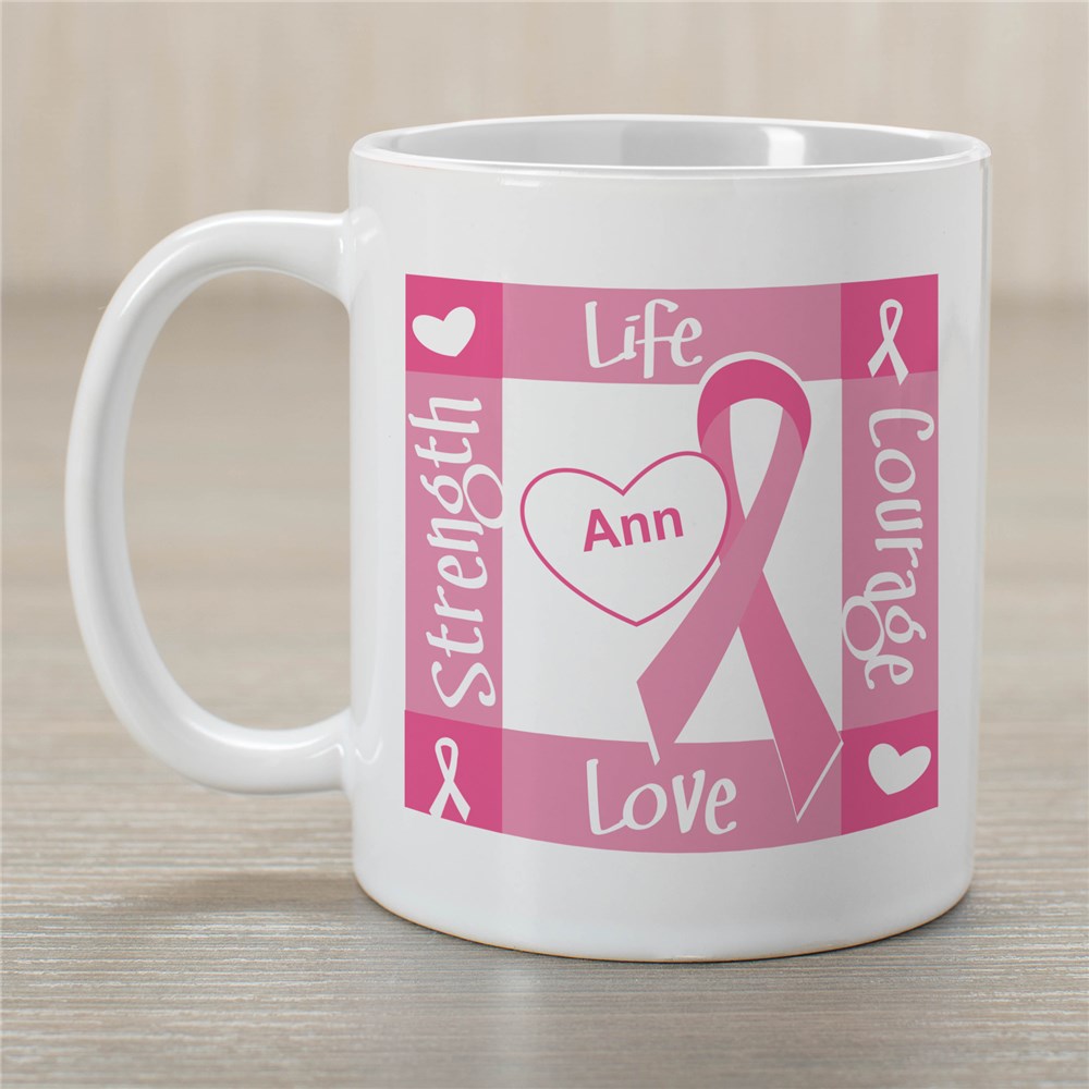 Ribbon of Heart - Breast Cancer Awareness Personalized Coffee Mug