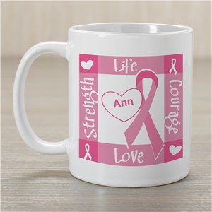 Ribbon of Heart - Breast Cancer Awareness Personalized Coffee Mug