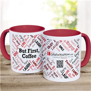 But First Coffee Static Word Art Red Handle Coffee Mug 2221580RD