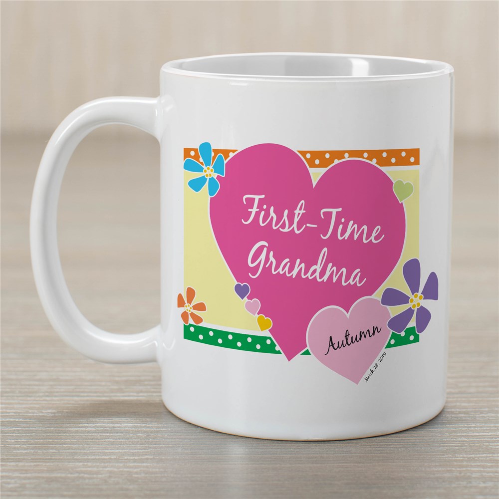 Personalized First-Time Grandma Mug | Customizable Coffee Mugs