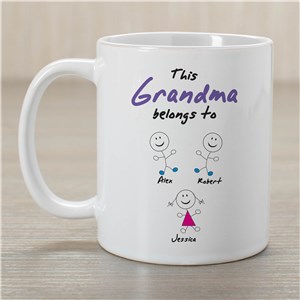 Personalized Belongs To Grandma White  Coffee Mug
