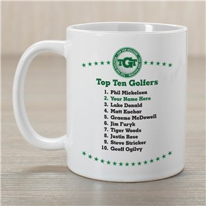 Personalized Top Ten Golf Ceramic Coffee Mug | Customizable Coffee Mugs