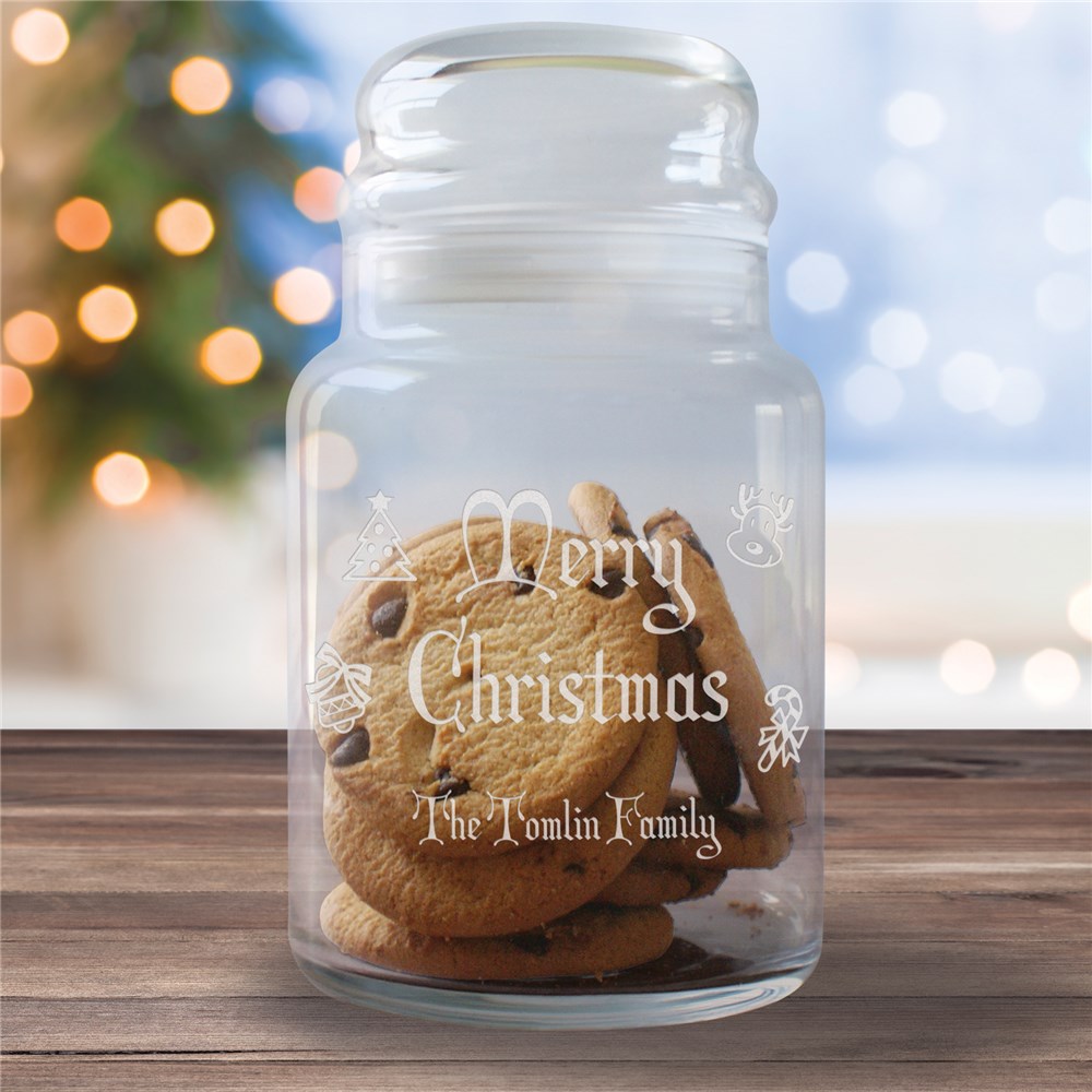 Engraved Happy Holidays Glass Jar Gift