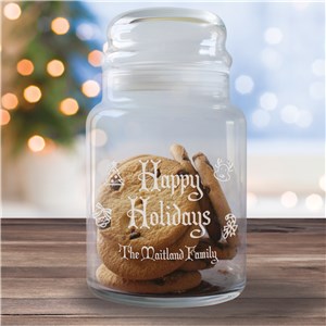 Engraved Happy Holidays Glass Jar Gift