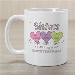 Heart Strings Personalized Sisters Coffee Mug