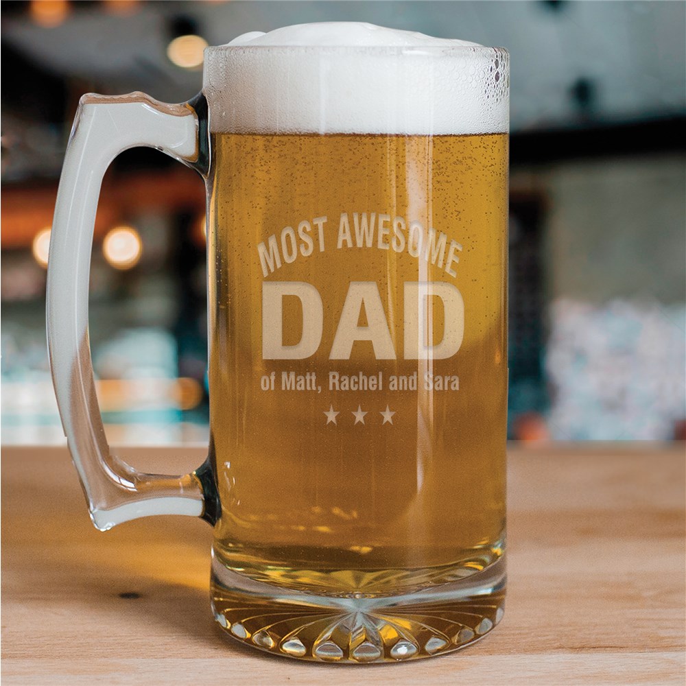 Engraved Most Awesome Parent Glass Mug | Father's Day Presents