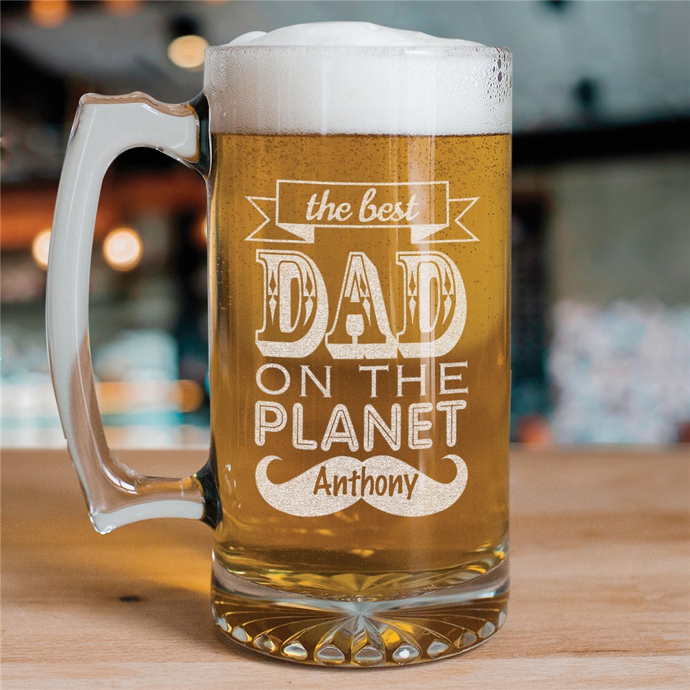 Engraved Best Dad Glass Mug | Bar Gifts for Dad