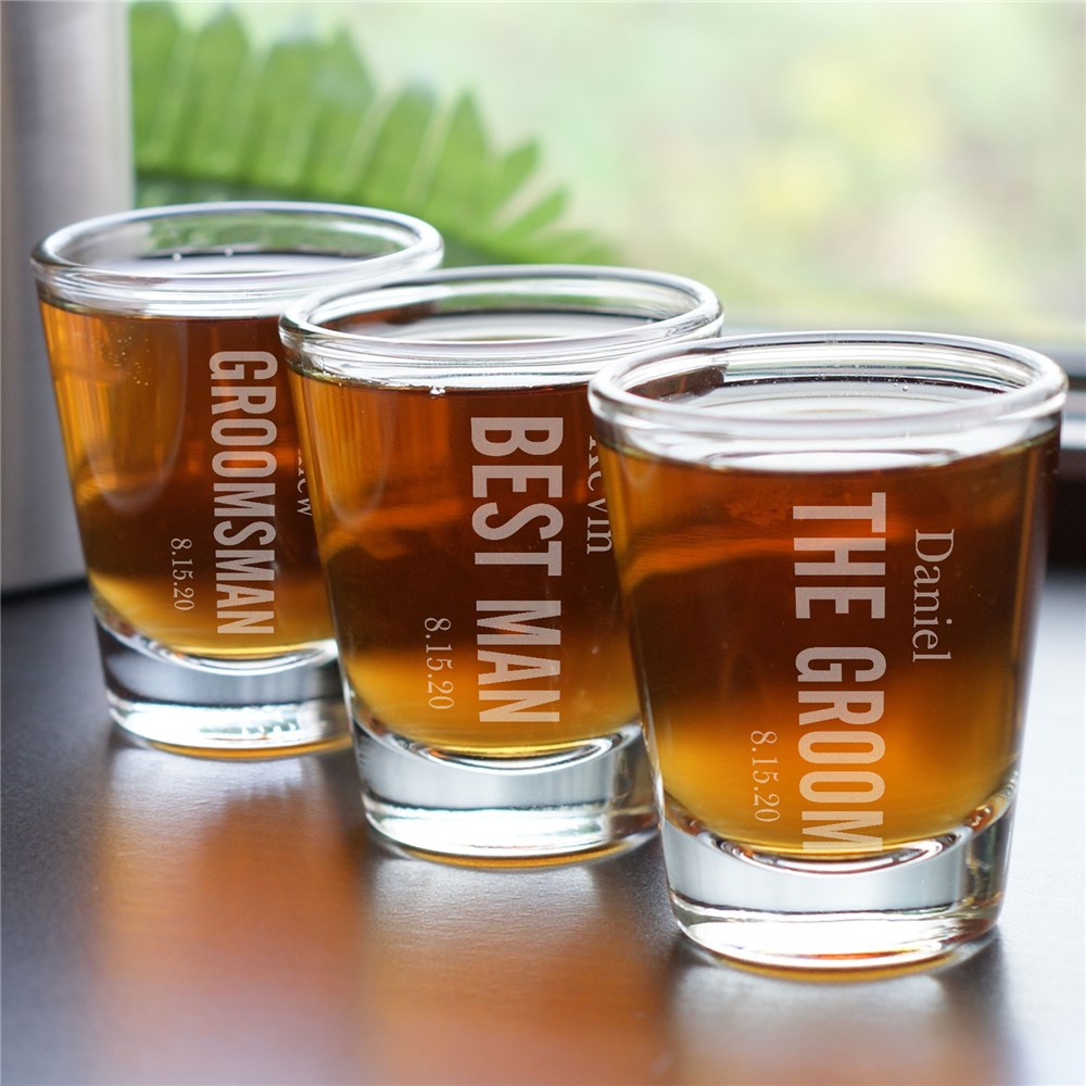 Wedding Party Engraved Groomsmen Shot Glass GiftsForYouNow