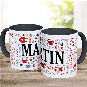 Family Word-Art Coffee Mug Colored Handle 281750X