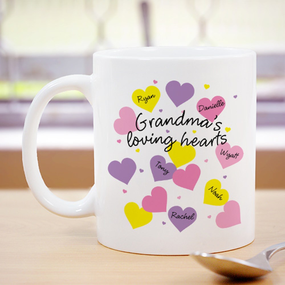 Loving Hearts Personalized Coffee Mug | Personalized Grandma Gifts