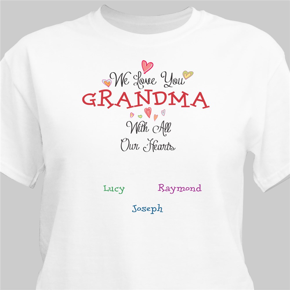 Personalized With All Our Heart T-shirt | Personalized Grandma Shirts