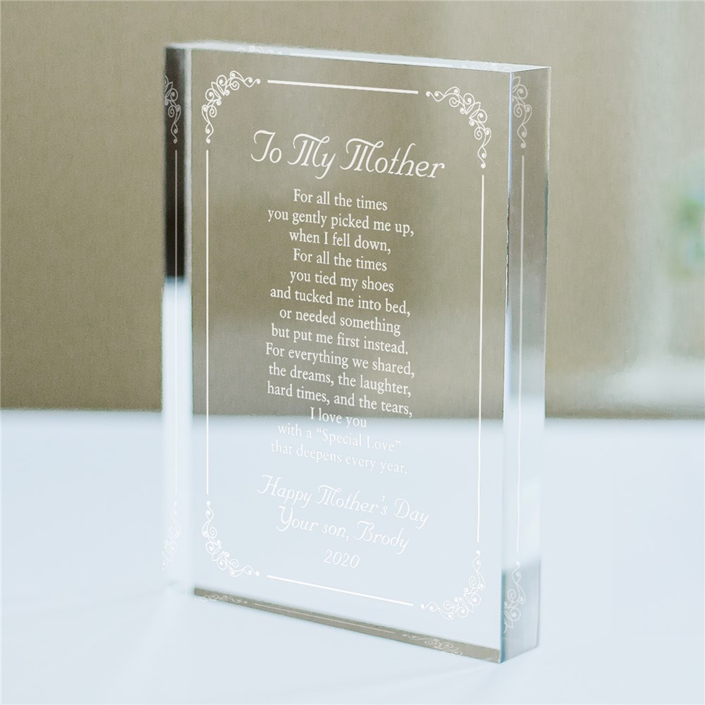 Personalized To My Mother Acrylic Keepsake Block GiftsForYouNow