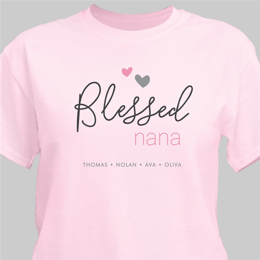 Personalized Blessed Mom or Nana T-Shirt with Names