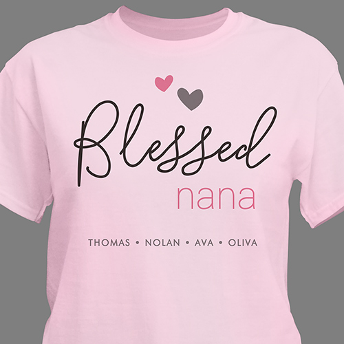Personalized Blessed Mom or Nana T-Shirt with Names
