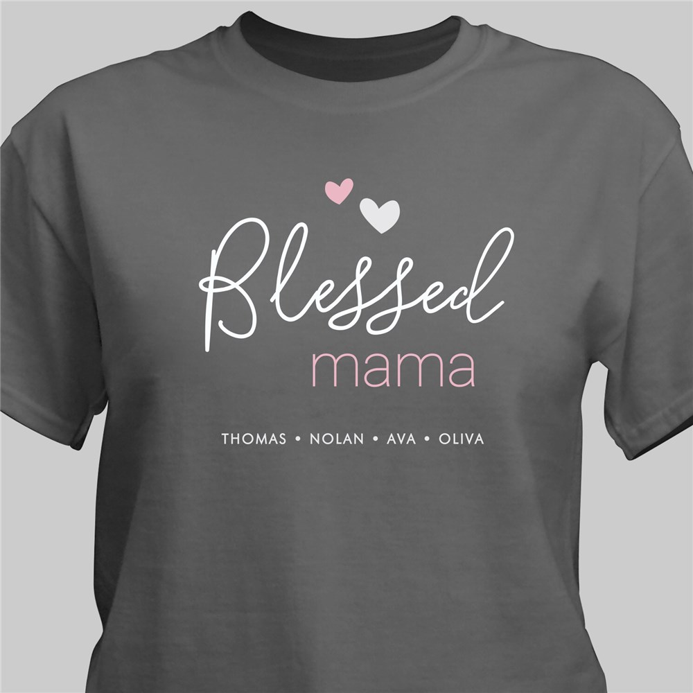 blessed mama personalized t-shirt