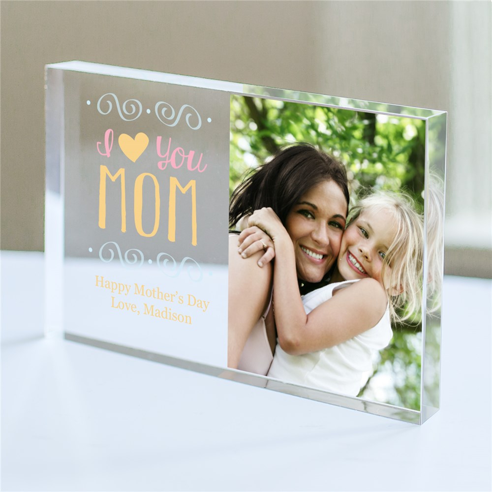 Personalized I Heart You Mom Acrylic Block | Photo Gifts For Mom