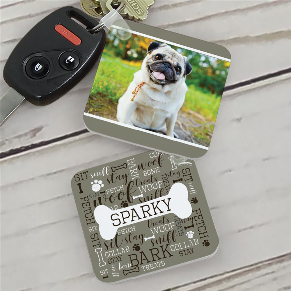 Personalized Fetch Woof Bark Photo Key Chain  | Personalized Photo Keychains