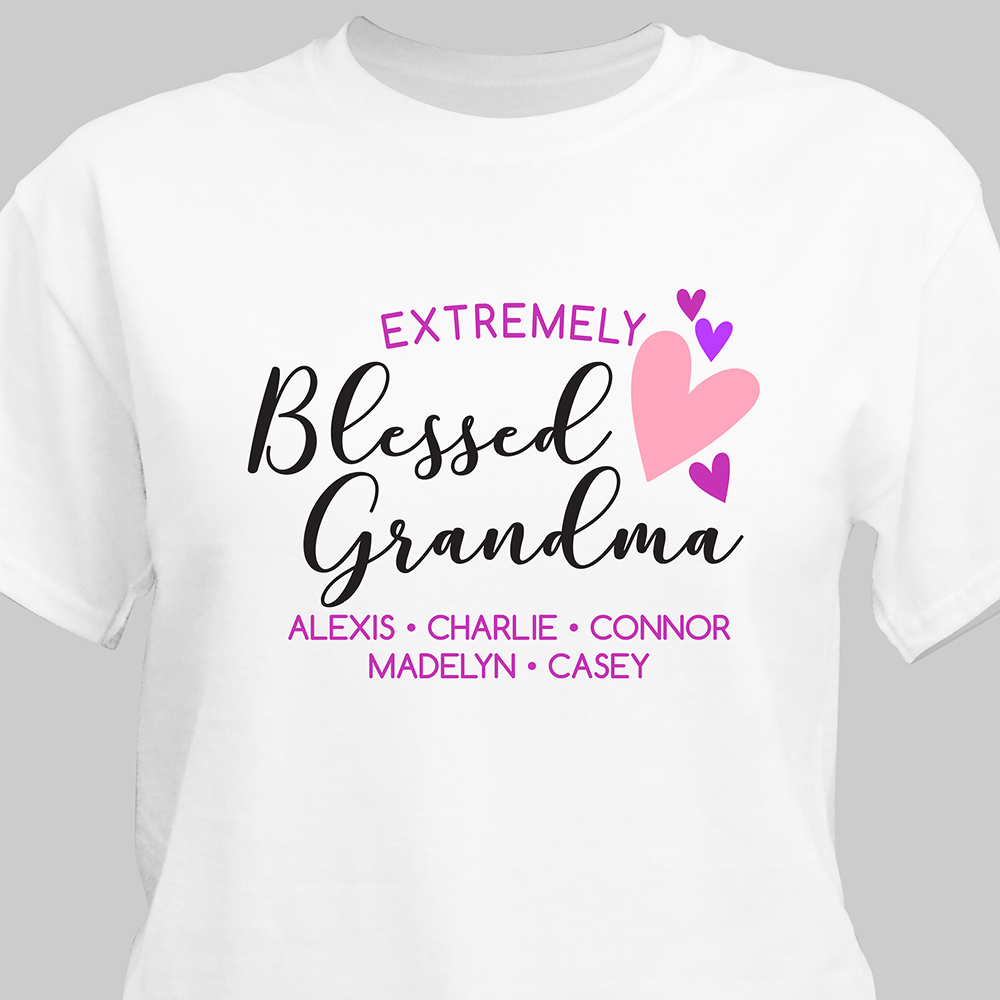 Personalized Extremely Blessed Grandma T-Shirt | Personalized Grandma Shirts