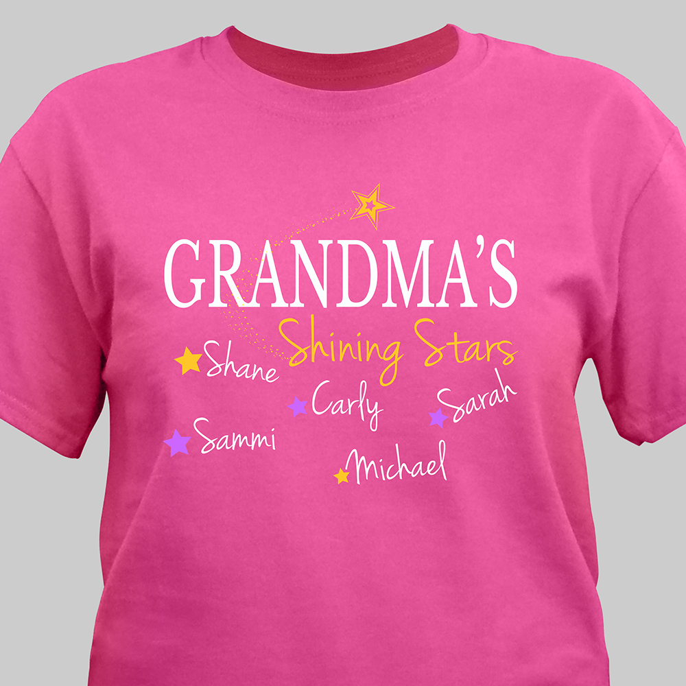Personalized Grandmas Shining Stars T-Shirt | Personalized Grandma Shirts