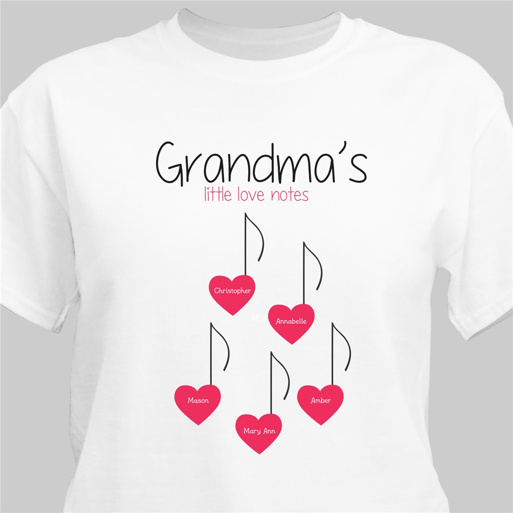 Personalized Grandmas Little Love Notes T-Shirt | Personalized Shirts For Grandma