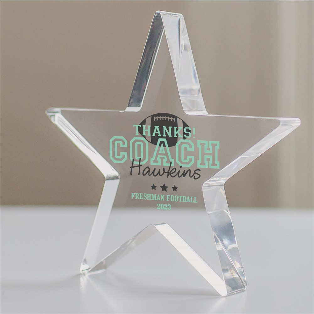Personalized Thanks Coach Acrylic Star Keepsake | Personalized Coach Keepsakes