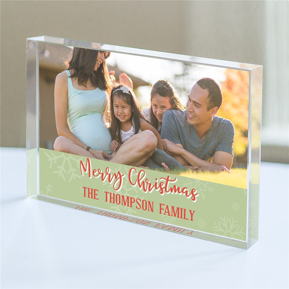 Clear Christmas Photo Block | Merry Christmas Photo Block With Name