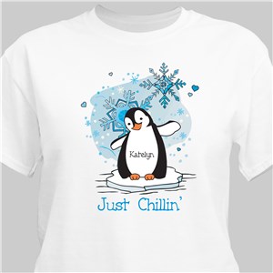Just Chillin' Penguin Personalized T-shirt | Personalized Christmas T-Shirt