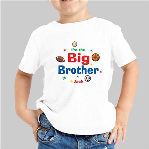 Sporty I'm the Brother Personalized Kids T-Shirt | Big Brother Gifts