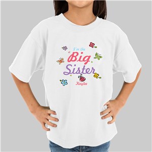 Butterfly and Flowers Personalized Big Sister T-Shirt | Big Sister Gifts