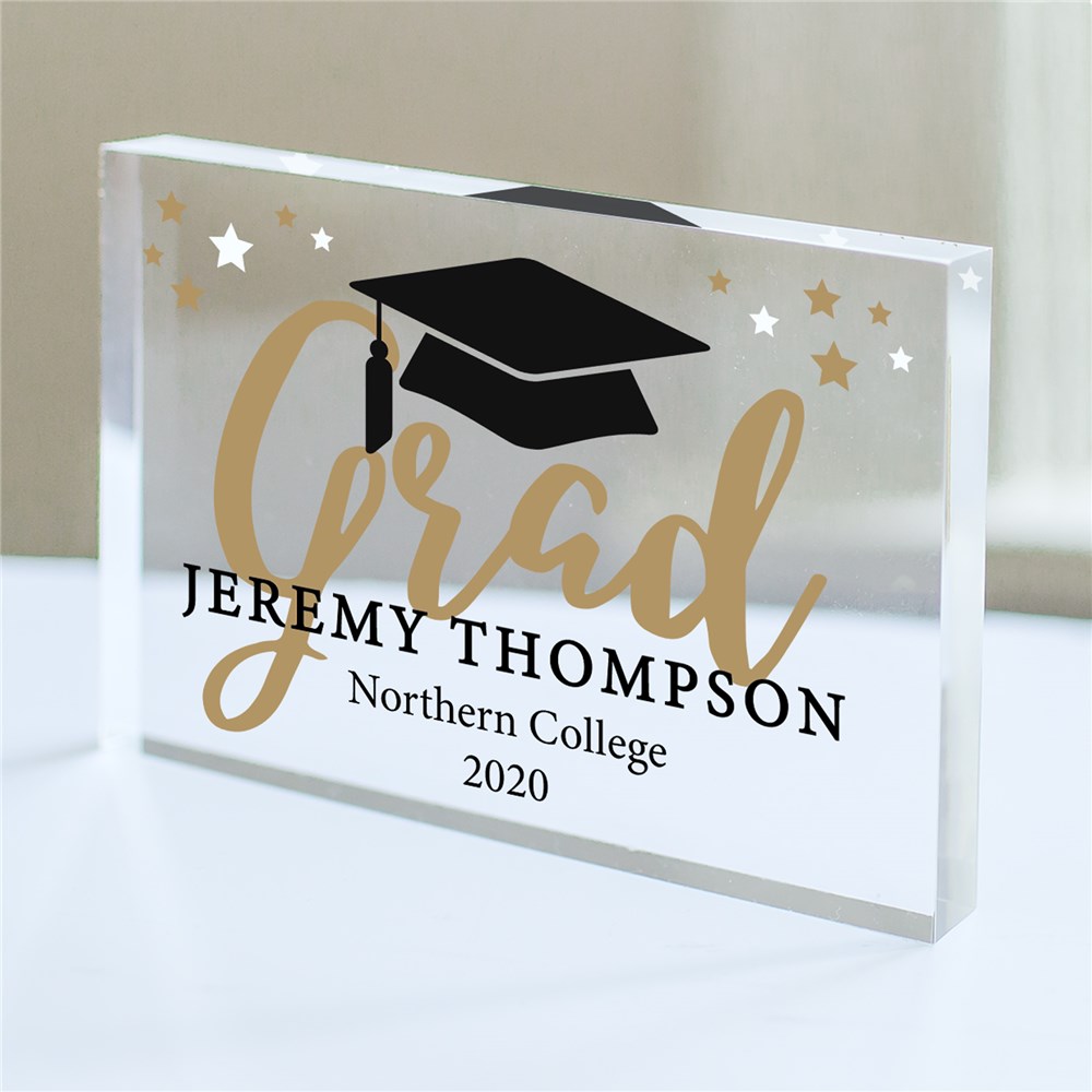 Personalized Grad with Hat Acrylic Keepsake GiftsForYouNow