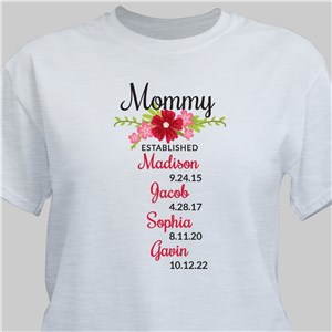 Personalized Established With Flowers T-Shirt