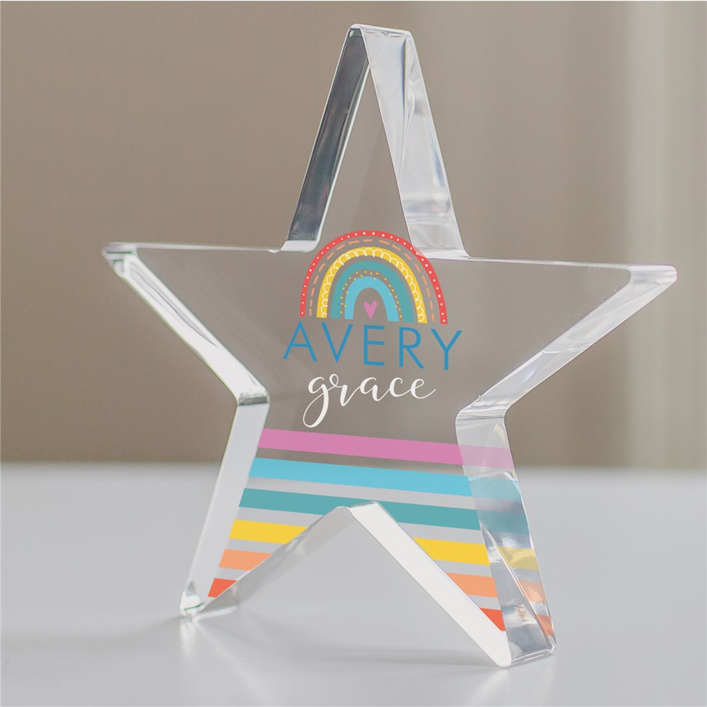 Personalized Rainbow Acrylic Star Keepsake for Baby's Room