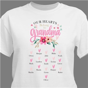 Personalized Our Hearts Belong to Grandma Floral T-Shirt