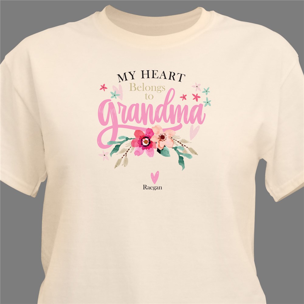 Personalized Our Hearts Belong to Grandma Floral T-Shirt