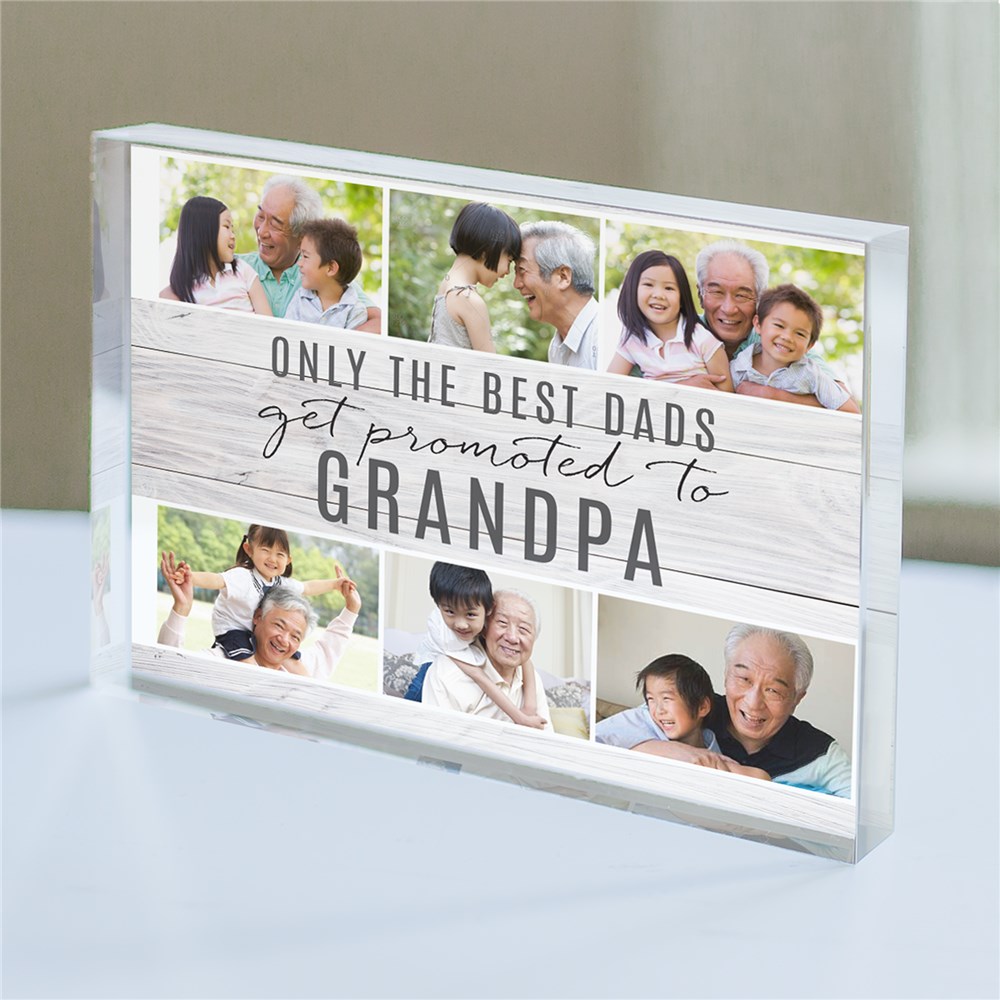 Personalized Best Dads Get Promoted to Grandpa Acrylic Keepsake
