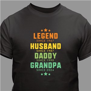 Personalized Legend Husband Dad Grandpa T-Shirt with Years