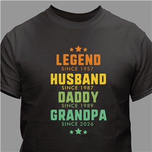 Personalized Legend Husband Dad Grandpa T-Shirt with Years