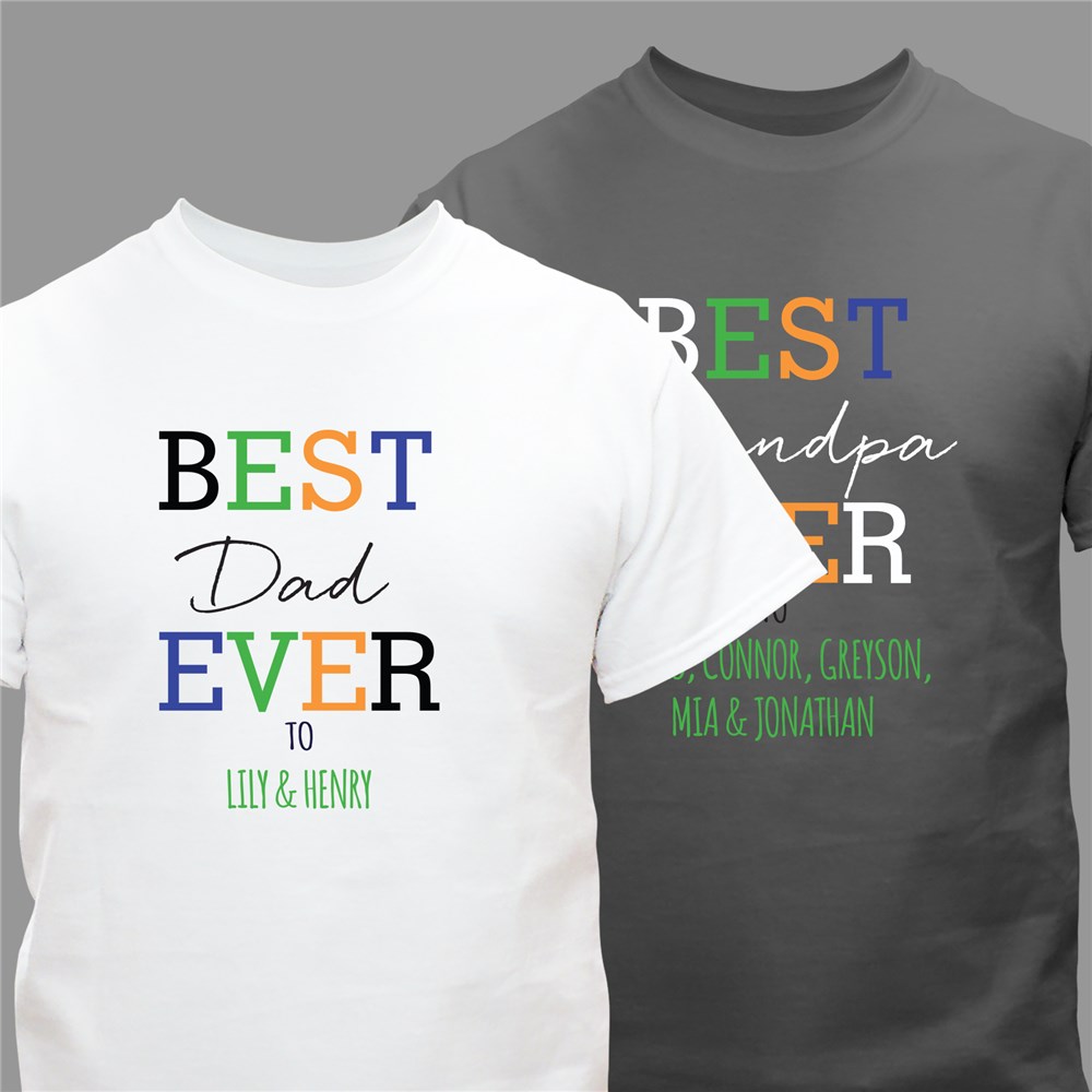 Personalized Best Dad or Grandpa Ever T-Shirt with Kids' Names