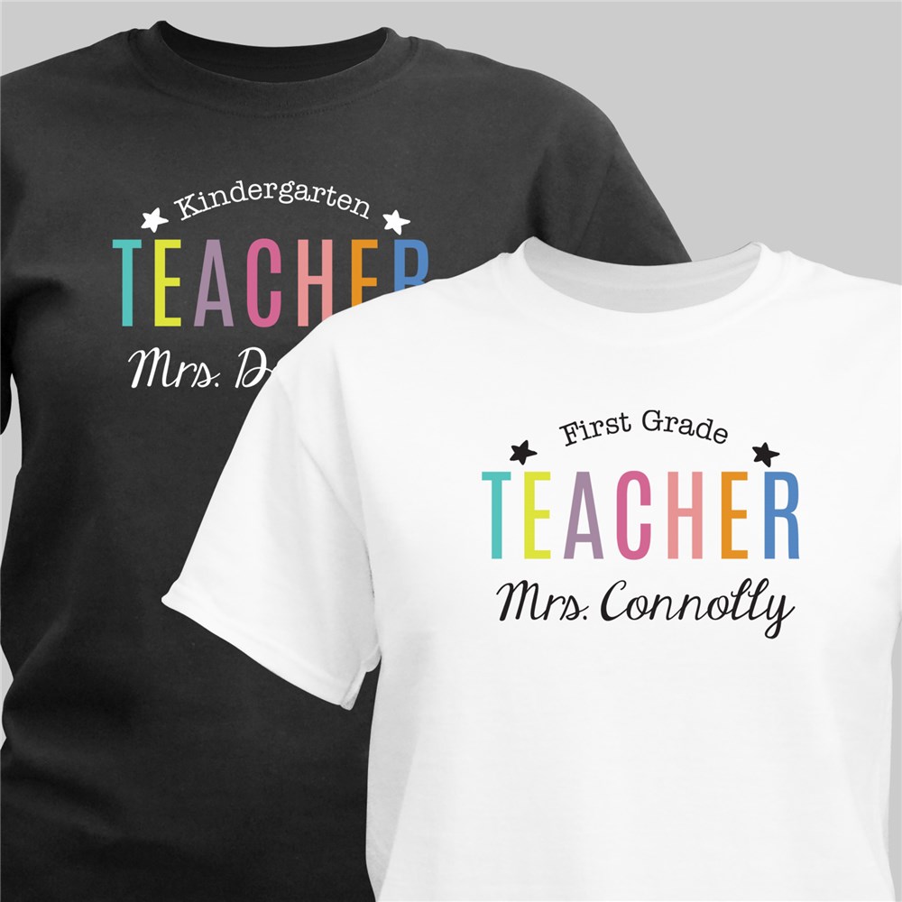 Personalized Teacher Grade Stars T-Shirt