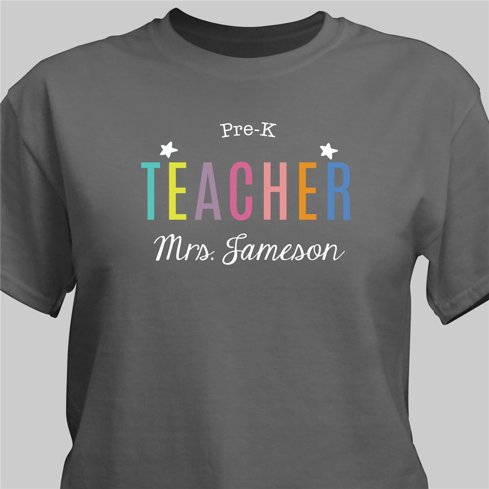 Personalized Teacher Grade Stars T-Shirt