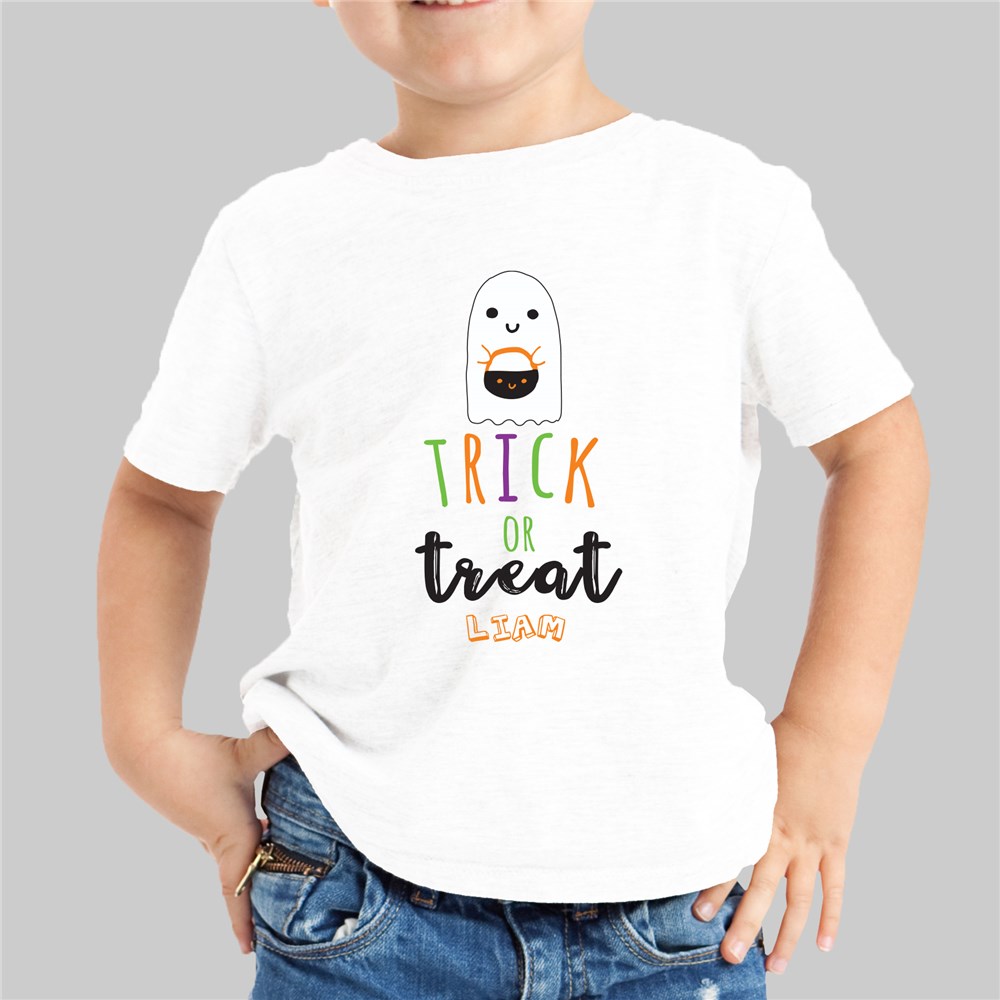 Personalized Trick or Treat Kids' Ghost Halloween T-Shirt