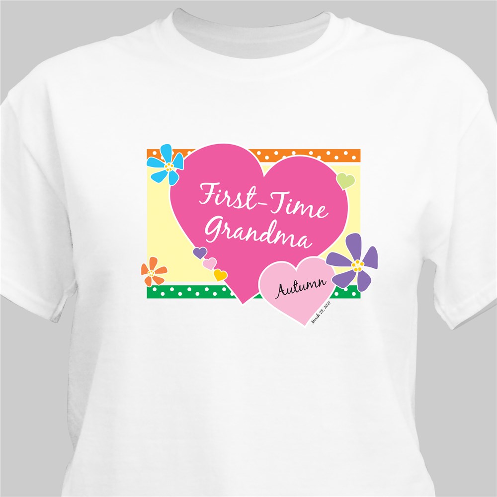 First Time Grandma New Baby Personalized T-shirt | Personalized Grandma Shirts