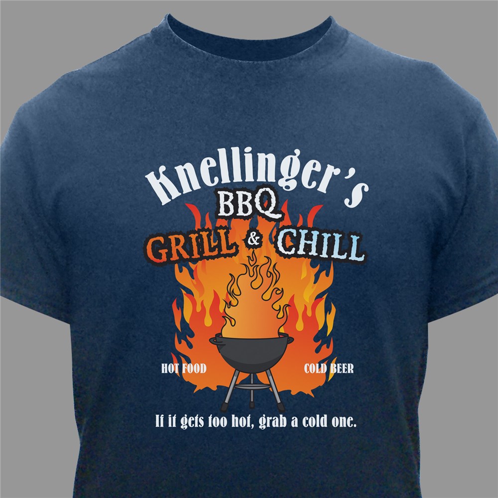BBQ Grill & Chill Personalized T-Shirt | Grilling Gifts