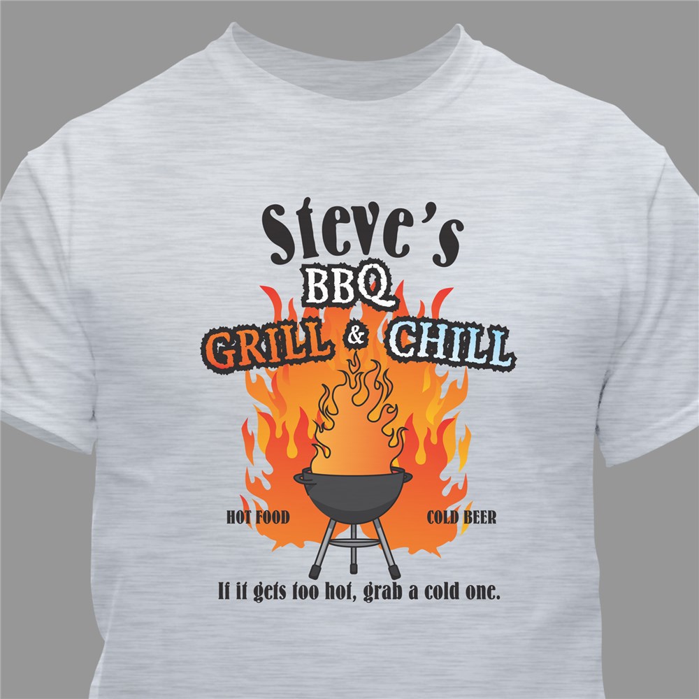 BBQ Grill & Chill Personalized T-Shirt | Grilling Gifts