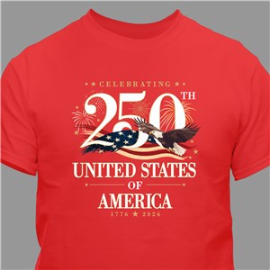 Celebrating USA 250 Years Eagle and Flag Red T-Shirt 324558X